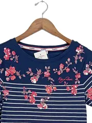 Vorschaubild 2 von Damen Freizeitkleid Gr. 40;L gestreift Blumenmuster blau-weiß