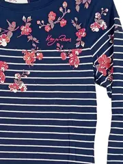 Vorschaubild 3 von Damen Freizeitkleid Gr. 40;L gestreift Blumenmuster blau-weiß