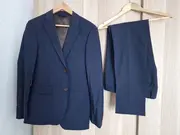 Vorschaubild 2 von Herren Anzug Business Blau Gr. 48 M Wolle Mix Sakko Hose Knopfleiste
