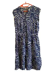 Vorschaubild 1 von Damen Freizeitkleid Gr. 34 Blau Zebra Muster Casual Viskose