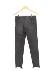 Vorschaubild 2 von Damen Jeans Slim Fit Gr. 38/M Grau Pailletten Destroyed Fransen