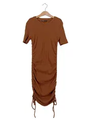 Vorschaubild 1 von Damen Freizeitkleid Gr. 36/S Braun Rippstrick gerafft Modisch