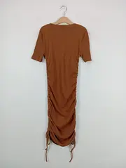 Vorschaubild 3 von Damen Freizeitkleid Gr. 36/S Braun Rippstrick gerafft Modisch