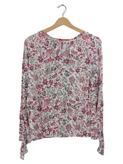 Vorschaubild 1 von Damen Bluse Gr. 40 Weiß Blumenmuster Langarm Feminin