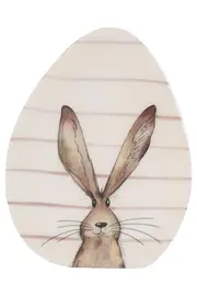 Vorschaubild 1 von Dekofigur Hase Mehrfarbig Holz 13 cm Charmant Gestreift