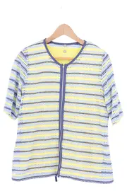 Vorschaubild 1 von Damen Bluse Gr. 40;M Mehrfarbig Gestreift Lochmuster Reißverschluss