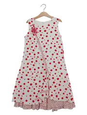 Vorschaubild 1 von Mädchen Kleid Gr. 140 Weiß Rot gepunktet Charmant