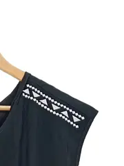 Vorschaubild 4 von Damen Jumpsuit Kurz Schwarz Gr. XS 34 Ethno Stickerei