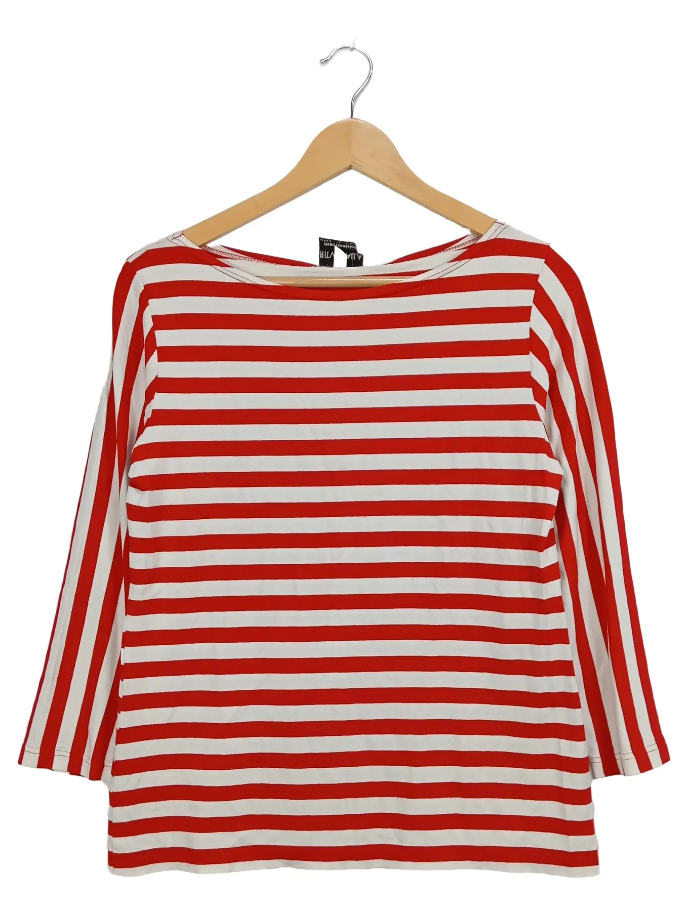 MARIMEKKO Damen Langarmshirt Gr. 40/L gestreift Rot Maritim Viskose