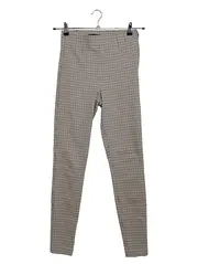 Vorschaubild 1 von Damen Stoffhose kariert Gingham S W28 36 beige braun slim