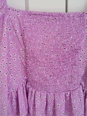 Vorschaubild 3 von Damen Bluse Langarm Blumenmuster Lila Gr. 34/XS Rüschen
