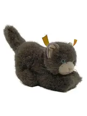 Vorschaubild 1 von Katze Plüschtier Kuscheltier grau liegend mit Schleife 13cm
