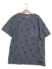 Vorschaubild 1 von T-Shirt Jungen Gr. 146/152 Grau Skateboard Muster Brusttasche