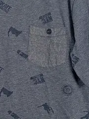 Vorschaubild 3 von T-Shirt Jungen Gr. 146/152 Grau Skateboard Muster Brusttasche