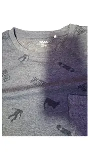 Vorschaubild 5 von T-Shirt Jungen Gr. 146/152 Grau Skateboard Muster Brusttasche