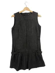 Vorschaubild 1 von Basic Wollkleid Damen Gr. L Grau Meliert Ärmellos Business