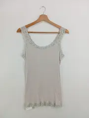 Vorschaubild 4 von Damen Top Rippstrick Spitze Grau Einheitsgröße Feminin