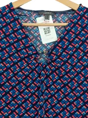 Vorschaubild 3 von Damen Langarmshirt V-Ausschnitt Muster Gr. 36/S Mehrfarbig Modern