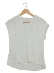 Vorschaubild 1 von Damen T-Shirt Bluse Weiß Gr. XS V-Ausschnitt Viskose Casual