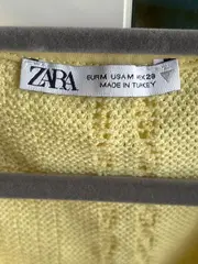 Vorschaubild 3 von Damen Strick Top Gr. M Gelb Rüschen Zopfmuster Ärmellos