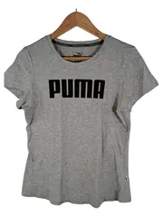 Vorschaubild 1 von Damen T-Shirt Grau Logo-Print Gr. M Kurzarm Sport Shirt