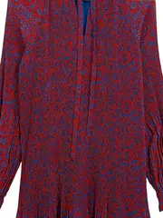 Vorschaubild 2 von Blusenkleid Damen Gr. 40 Rot Blau Blumenmuster Boho Langarm