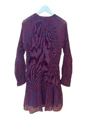 Vorschaubild 3 von Blusenkleid Damen Gr. 40 Rot Blau Blumenmuster Boho Langarm