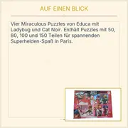Vorschaubild 3 von Miraculous Ladybug Cat Noir 4 Puzzle Set 50 80 100 150 Teile Superhelden