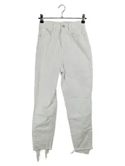Vorschaubild 1 von Mom Jeans Damen Gr. 32 Weiß High Waist Fransen Saum