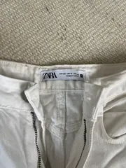 Vorschaubild 2 von Mom Jeans Damen Gr. 32 Weiß High Waist Fransen Saum