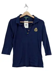 Vorschaubild 1 von Damen Langarm Poloshirt Blau Gr. 38/M Wappen Logo