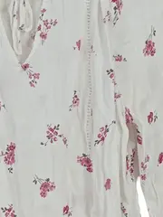 Vorschaubild 2 von Damen Bluse Blumenmuster Weiß Rosa Gr. M Langarm Boho