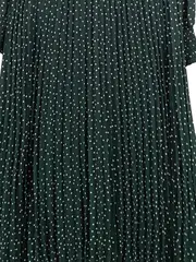 Vorschaubild 2 von Damen Blusenkleid Midikleid Grün Gepunktet Plissee Gr. 38 M