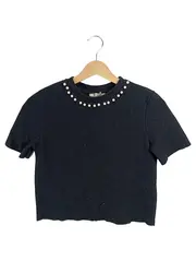 Vorschaubild 1 von Trafaluc Damen Crop T-Shirt Schwarz Perlenbesatz Gr. S