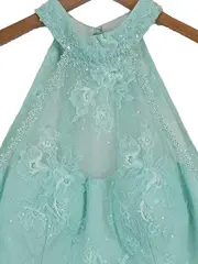 Vorschaubild 2 von Festliches Kleid Türkis Gr. 42 Elegant Spitze Pailletten