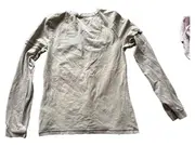 Vorschaubild 2 von Damen Langarmshirt Gr. 42 XL Beige Sportshirt V-Ausschnitt