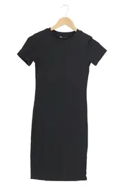 Vorschaubild 1 von Damen Freizeitkleid Schwarz Rippstrick Gr. 38/M Casual Midi