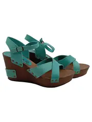 Vorschaubild 1 von Damen Keilabsatz Sandalen Wedges Türkis Gr. 40 Leder