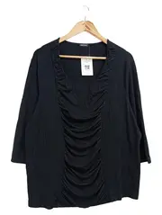 Vorschaubild 1 von Damen Langarmshirt Schwarz Gr. 40/L Casual Raffungen