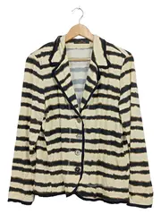 Vorschaubild 1 von Damen Blazer Gr. 44 Beige Gestreift Viskose Casual