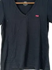 Vorschaubild 5 von Damen T-Shirt Schwarz V-Ausschnitt Logo Gr. XS Baumwolle