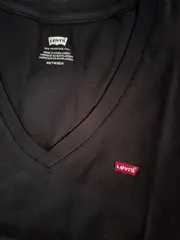 Vorschaubild 3 von Damen T-Shirt Schwarz V-Ausschnitt Logo Gr. XS Baumwolle