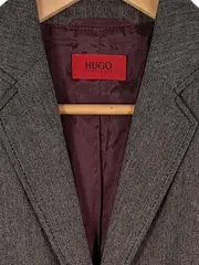 Vorschaubild 2 von HUGO Damen Blazer Gr. 38 Grau Fischgrät Business Schurwolle Büro Jacke