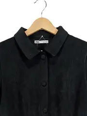 Vorschaubild 2 von Damen Blusenkleid Kurzarm Knopfleiste Kragen Schwarz Gr. 36/S Casual
