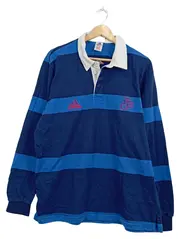 Vorschaubild 1 von Rugby Polo Shirt Herren Gr. L Langarm Blau Gestreift Vintage