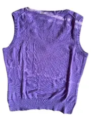 Vorschaubild 2 von Damen Pullunder Gr. 38/M Lila Casual Baumwolle V-Ausschnitt