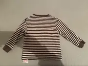 Vorschaubild 5 von Langarmshirt Gr. 104 Gestreift Braun Weiß Rippstrick Kinder