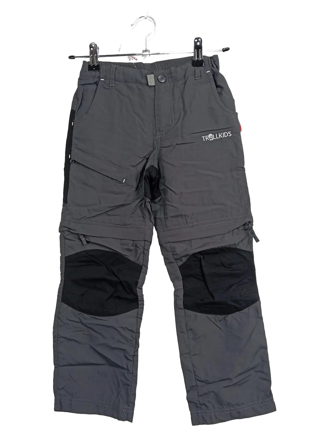 TROLLKIDS Kinder Outdoorhose Wanderhose Zip-Off Grau Gr. 122