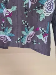 Vorschaubild 3 von Damen Steppjacke Gr. 34/XS Braun Blumenstickerei Feminin