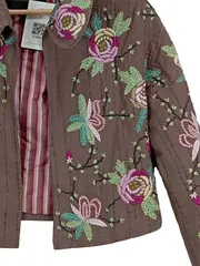 Vorschaubild 2 von Damen Steppjacke Gr. 34/XS Braun Blumenstickerei Feminin